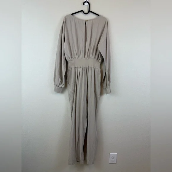 Free People Sonika Tan Jumpsuit with Relaxed Fit and Tapered Legs Size Small